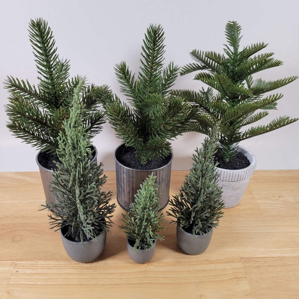 Artifical Pine Tree Accent Pieces Home Decor 6 Total